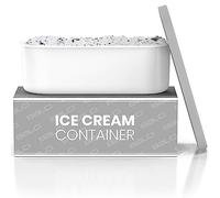 BALCI - Ice Cream Container - 2 Quart - Perfect Reusable Freezer Storage for Homemade Ice Cream Tubs for Sorbet, Frozen Yogurt and Gelato! - Flexible Silicone Lids, Long Scoop, Stackable - Grey