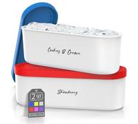 BALCI,Ice Cream Container,2 Quart (Set of 2),Perfect Reusable Freezer Storage for Homemade Ice Cream Tubs for Sorbet, Frozen Yogurt and Gelato!,Flexible Silicone Lids, Stackable,Blue & Red