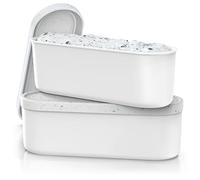 BALCI Ice Cream Containers - 2 Quart Ea. (Set of 2) - Premium Reusable Freezer Storage for Homemade Ice Cream Tub for Sorbet, Frozen Yogurt - Flexible Silicone Lids, Long Scoop - White With Sprinkles