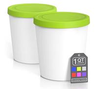 BALCI - Premium Ice Cream Containers (2 Pack - 1 Quart Each) Perfect Freezer Storage Tubs with Lids for Ice Cream, Sorbet and Gelato! - Green
