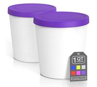 BALCI - Premium Ice Cream Containers (2 Pack - 1 Quart Each) Perfect Freezer Storage Tubs with Lids for Ice Cream, Sorbet and Gelato! - Purple