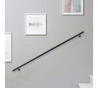 Balck Round Pipe Banister Handrail for Stairs Indoor and Outdoor, Wall Mounted Metal Stair Hand Railing, Non Slip Rust Free Corridor Villa Home Use Support Rod(9ft/270cm)