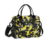Balck Yellow Camouflage Sturdy Man Lunch Bag with Shoulder Strap Lunch Box for Teen for Work bolsas para el Lunch