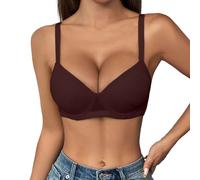 Balconette Push up Bra Sexy Deep V Plunge Underwire Support Bras 2 Sizes Bigger Boost Bra Super Maximise Push Up Thick Padded Bombshell VS add 2 Cups Assets Full Effect Brown