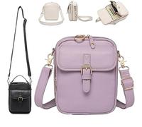 Balconfoster Crossbody Leather Bag,Sculpture Crossbody Leather Bag,Double Layer Large Capacity Messenger Bag,Retro Faux Leather Built In Purse Anti Theft Bag (Purple)