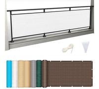 Balcony 105 x 450 cm with Eyts & Cords Outdoor Patio Divider with Cable Ties White Perfect for Terrace &Protect