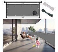 Balcony 140x330 cm UV Protection Tear-Resistant Waterproof Divider with Ropes & Ties Perfect for Garden/Patio/Greenhouse Light Gray