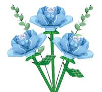 Balcony and Juice Flower Bouquet Building Kit, Artificial Flower Plant Newest Creative Home Decor Flowers Birthday Gifts for Women Adults/Teens (Blue)