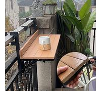 Balcony Bar Table - Foldable Railing Hanging Desk Compact Outdoor Patio Furniture Wood Color Space-Saving Extension 80 * 26cm/31.4 * 10 inches