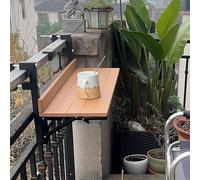 Balcony Bar Table for Railings, Outdoor Folding Side Table, Space Saving Wall-Mounted Serving Desk for Patio