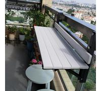 Balcony Bar Table for Railings, Outdoor Folding Side Table, Space Saving Wall-Mounted Serving Desk for Patio