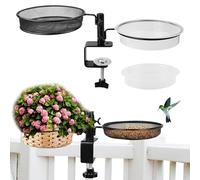 Balcony Bird Feeder 360° Rotatable 2-Layer Deck Bird Feeder Heavy Duty Metal Fence Detachable Bath and ideal for Home Max 2 Inch Railing