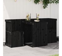 Balcony Bistro Set 2-Seater Black Solid Pine Wood 158.5x72x75cm Outdoor