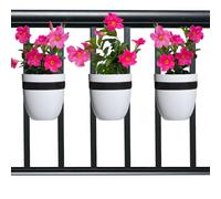 Balcony Buddies (3-Pack) 6-inch Railing Planter for Outdoor Plants - Hanging Plant pots for railings, Fence Posts, Walls and More | Made in The USA