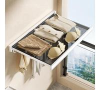 Balcony Clothes Drying Net - Net Pocket Retractable Invisible Drying Rack, Mesh Clothes Drying Rack Shelf Wall Mounted, Collapsible Wall Mounted Hanger with Adjustable Hook(A,L44cm