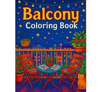 Balcony Coloring Book: A Cozy Escape with Cats, Lights, and City Views