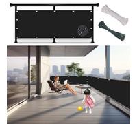 Balcony Cover 120x550 cm 185g/m² PES Polyester UV Protection Sunshade Divider Screen with Ropes & Ties Ideal for Garden/Patio/Greenhouse Black