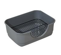 Balcony Dog Potty, Elevated Grid Do Litter Box with Pet Scoop, Leak Proof Plastic Dog Toilet Tray for Small Medium Cats Rabbits(Grey,48cm)