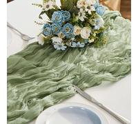 BALCONY & FALCON Cheesecloth Table Runner - Sage Green Sheer 10ft (120 x 35 inch) Rustic Boho Gauze Cheese Cloth Table Runner for Easter, Spring, Wedding, Baby Shower & Outdoor Party Decor