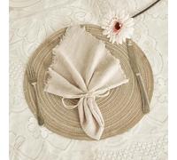 BALCONY & FALCON Cloth Napkins 100% Cotton with Fringed Handmade Square Rustic Style Washable Napkins 6 Pack Beige 50 x 50 cm for Easter Thanksgiving Christmas Weddings Parties Banquets