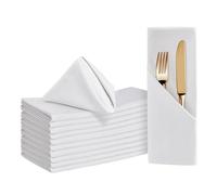BALCONY & FALCON Cotton Cloth Napkins White 12 pack Square Soft Absorbent Washable 50 x 50 cm Napkins for Restaurant Weddings Holidays Family dinners Hotels Gatherings