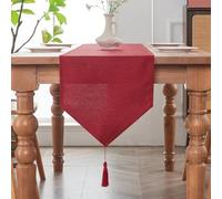BALCONY & FALCON Jacquard Linen Table Runner Tassel Table Runners Dresser Scarf for Autumn Fall Halloween Thanksgiving Party