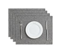 BALCONY & FALCON Placemats Set of 4 Waterproof Table Mats Non-Slip Dinner Place Mats for Kitchen Dining Restaurant Cafe Gathering Wedding and Festivals (Grey, 35×45cm)