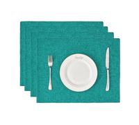 BALCONY & FALCON Placemats Set of 4 Waterproof Table Mats Non-Slip Dinner Place Mats for Kitchen Dining Restaurant Cafe Gathering Wedding and Festivals (Teal, 35×45cm)