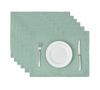 BALCONY & FALCON Placemats Set of 6 Waterproof Linen Look Table Mats Washable Wipe Clean Dining Place Mats for Kitchen Table Christmas Parties Restaurant and Everyday Use (Sage Green, 35×45cm)