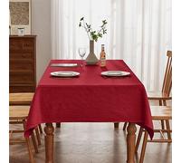 BALCONY & FALCON Table Cloth - Jacquard Rectangular, Waterproof, Wipe Clean & Machine Washable Table Cover for Dining, Kitchen, Party, Birthday, Christmas & Outdoor Use (Red, 145x300cm)