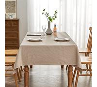 BALCONY & FALCON Table Cloth - Jacquard Rectangular, Waterproof, Wipe Clean & Machine Washable Table Cover for Dining, Kitchen, Party, Birthday, Christmas & Outdoor Use (Beige, 140x240cm)