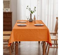 BALCONY & FALCON Table Cloth - Jacquard Rectangular, Waterproof, Wipe Clean & Machine Washable Table Cover for Dining, Kitchen, Party, Autumn, Harvest, Halloween & Outdoor Use (Pumpkin, 140x180cm)