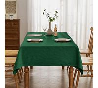 BALCONY & FALCON Table Cloth Waterproof Washable Fir Green 140x180cm | Rectangular, Faux Linen, Heavyweight, Wrinkle Resistant, Wipe Clean, Farmhouse, Dining, Kitchen, Wedding, Party, Outdoor