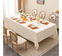 BALCONY & FALCON Table Cloth, Wipe Clean Tablecloth Rectangular - Waterproof, Machine Washable Table Cover for Kitchen, Dining, Party & Outdoor Use(Ivory, 145 x 300cm)