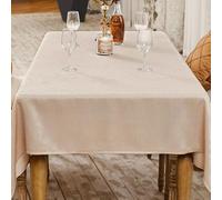BALCONY & FALCON Table Cloth Wipe Clean Waterproof Rectangular - Linen-Effect Shimmer Washable Tablecloth for Dining, Kitchen, Outdoor, Party, Picnic, Wedding, Christmas - Oyster, 140 x 200 cm