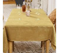BALCONY & FALCON Table Cloth Wipe Clean Waterproof Rectangular - Linen-Effect Shimmer Washable Tablecloth for Dining, Kitchen, Outdoor, Party, Picnic, Wedding, Christmas - Gold, 140 x 240 cm
