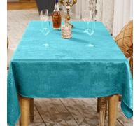 BALCONY & FALCON Rectangle Tablecloth Washable Waterproof Table Cover Brilliant Faux Linen Table Cloth for Wedding Reception Banquet Birthday Party (Lake Blue, 140 x 240cm)
