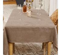 BALCONY & FALCON Table Cloth Wipe Clean Waterproof Rectangular - Linen-Effect Shimmer Washable Tablecloth for Dining, Kitchen, Outdoor, Party, Picnic, Wedding, Christmas - Taupe, 140 x 200 cm