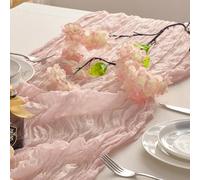 BALCONY & FALCON Table Runner Cheesecloth Dusty Pink 10ft 90x300cm, 2 Pack | Boho, Cheese Cloth, Sheer, Soft, Gauze, Rustic, Washable, Wedding, Tablescape, Chair Sash, Outdoor, Seasonal Event Decor