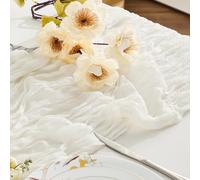BALCONY & FALCON Table Runner Cheesecloth White 10ft 90x300cm 1pcs