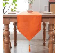 BALCONY & FALCON Table Runner Faux Linen Vibrant Orange 35x180cm