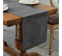 BALCONY & FALCON Table Runner Velvet Dark Grey 35x240cm | Washable, Soft, Elegant, Luxury, Vintage, Dining, Kitchen, Party, Christmas, Seasonal Table Decor, Bed Runner, Dresser Scarf