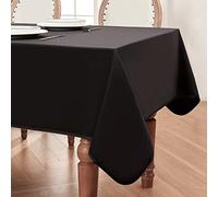 BALCONY & FALCON Waterproof Rectangle Table Cloth - Double-Sided Satin & Peach Skin - Wipe Clean & Washable for Dining, Party, Outdoor, Birthday, Holiday - Black, 140 x 180 cm