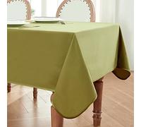 BALCONY & FALCON Waterproof Rectangle Table Cloth - Double-Sided Satin & Peach Skin - Wipe Clean & Washable for Dining, Party, Outdoor, Birthday, Holiday - Olive, 140 x 180 cm