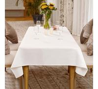 BALCONY & FALCON White Satin Table Cloth - Rectangular, Waterproof, Wipe Clean & Washable Tablecloth - Elegant for Wedding, Party, Dining & Events (140 x 240 cm)