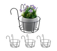 Balcony Flowerpot Holder Wall Flower Plant Pot Decor Garden Durable Iron Black