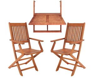 Balcony Hanging Table incl 2 Chairs 3 Pcs Acacia Wood FSC®-certified