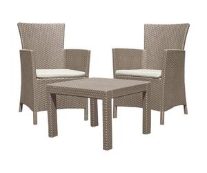 Balcony Lounge Set 2x Chairs 1x Table Rosario Cappuccino Keter