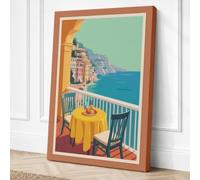 Balcony Over The Aegean Canvas Wall Art Print 24x16 Inch (61 x 41 cm)