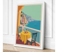 Balcony Over The Aegean Canvas Wall Art Print 24x16 Inch (61 x 41 cm)